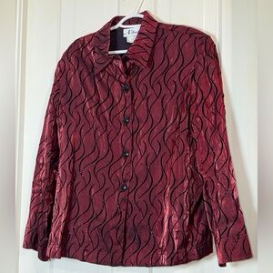 Vintage Women's N Touch 1X plus size blazer red holiday party sparkle coat